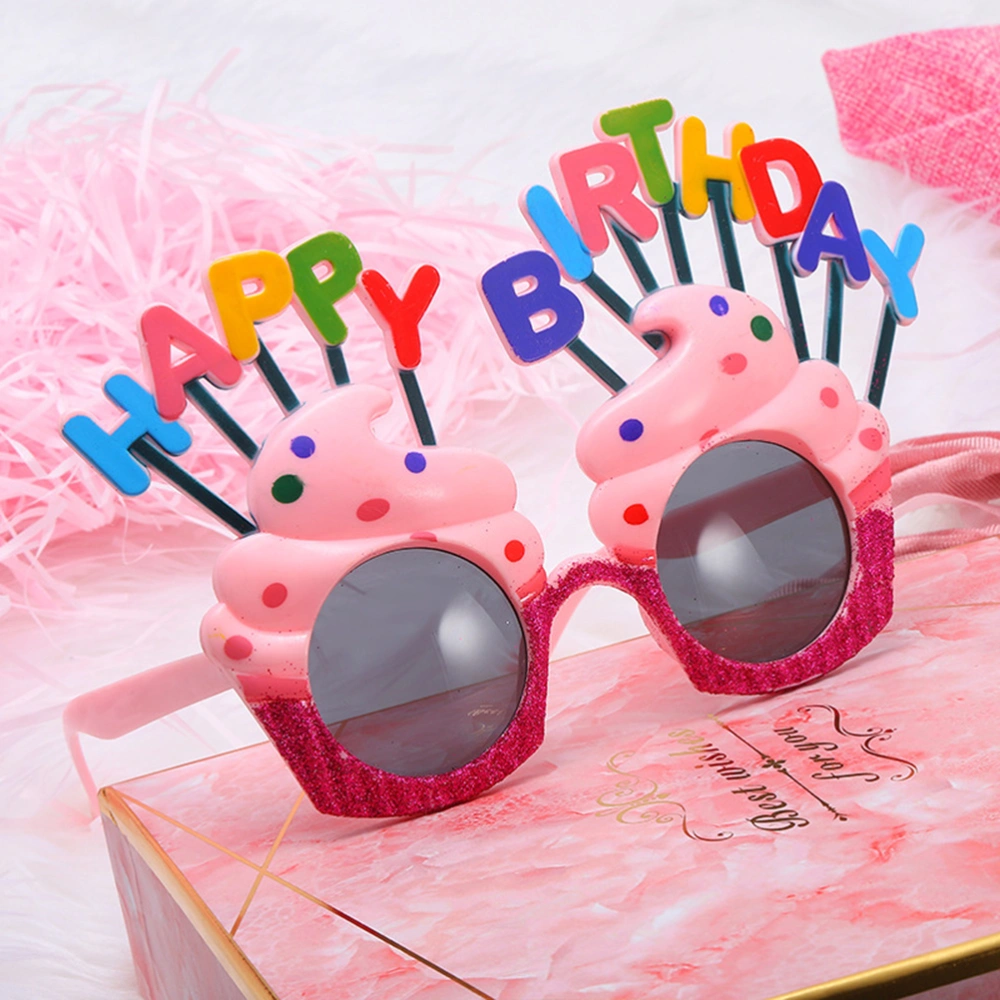 2pcs Birthday Party Decorative Glasses Design Glasses Dancing Party Sunglasses Cartoon Cream Cake Design Eye Glasses for Girls Wearing