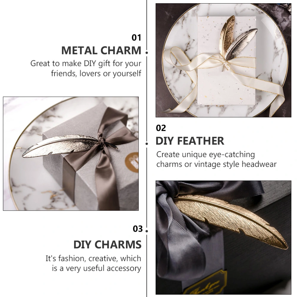 2pcs DIY Metal Feather Gift Packing Box Decorative Feather Hair Clip DIY Feather