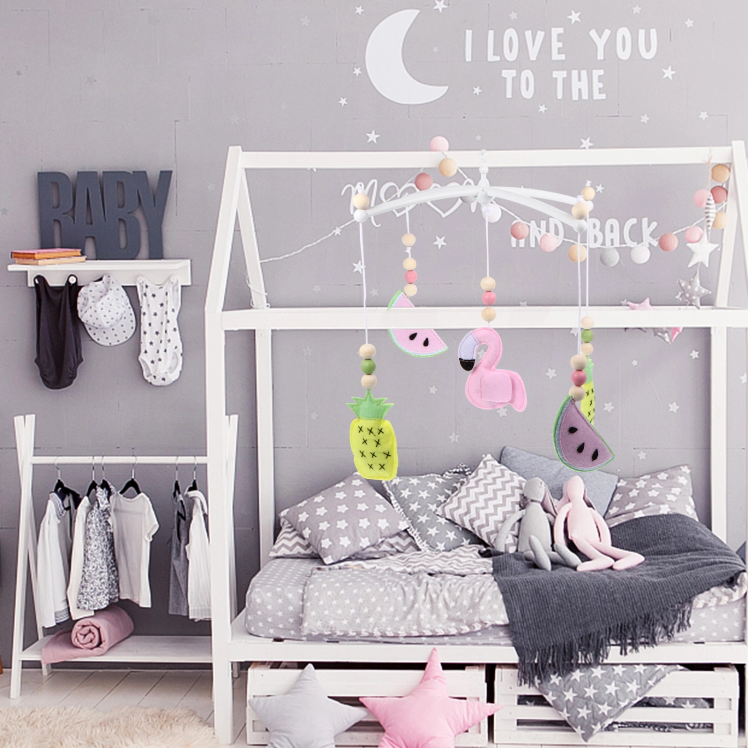 Baby Crib Mobile Wind Chime Baby Bed Bell Nursery Mobile Baby Bedroom Ceiling