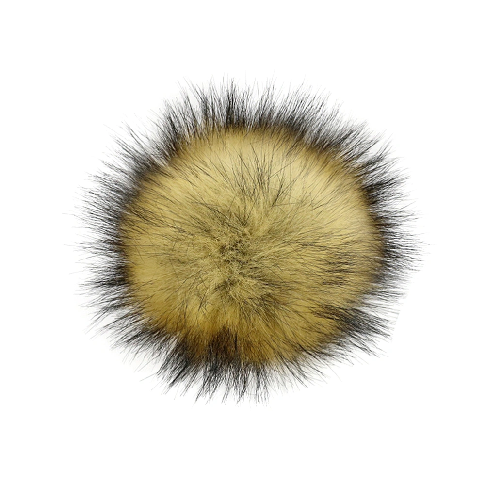 Fluffy Pom Pom Ball with Press Botton for Knitted Hat Beanie Hats Costume Bag Charm (Light Brown)