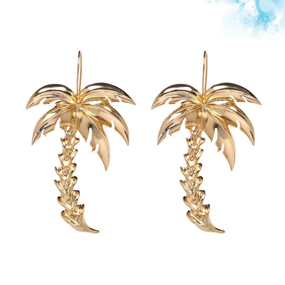 1 Pair Coconut Tree Design Earrings Stylish Eardrop Ear Accessories Casual Jewelry Party Ear Decor for Women Girls (Golden)