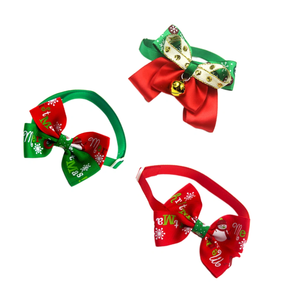 3Pcs Pet Bow Tie Christmas Themed Pet Tie Dog Bowknot Collar Pet Decoration for Pet Dog Cat