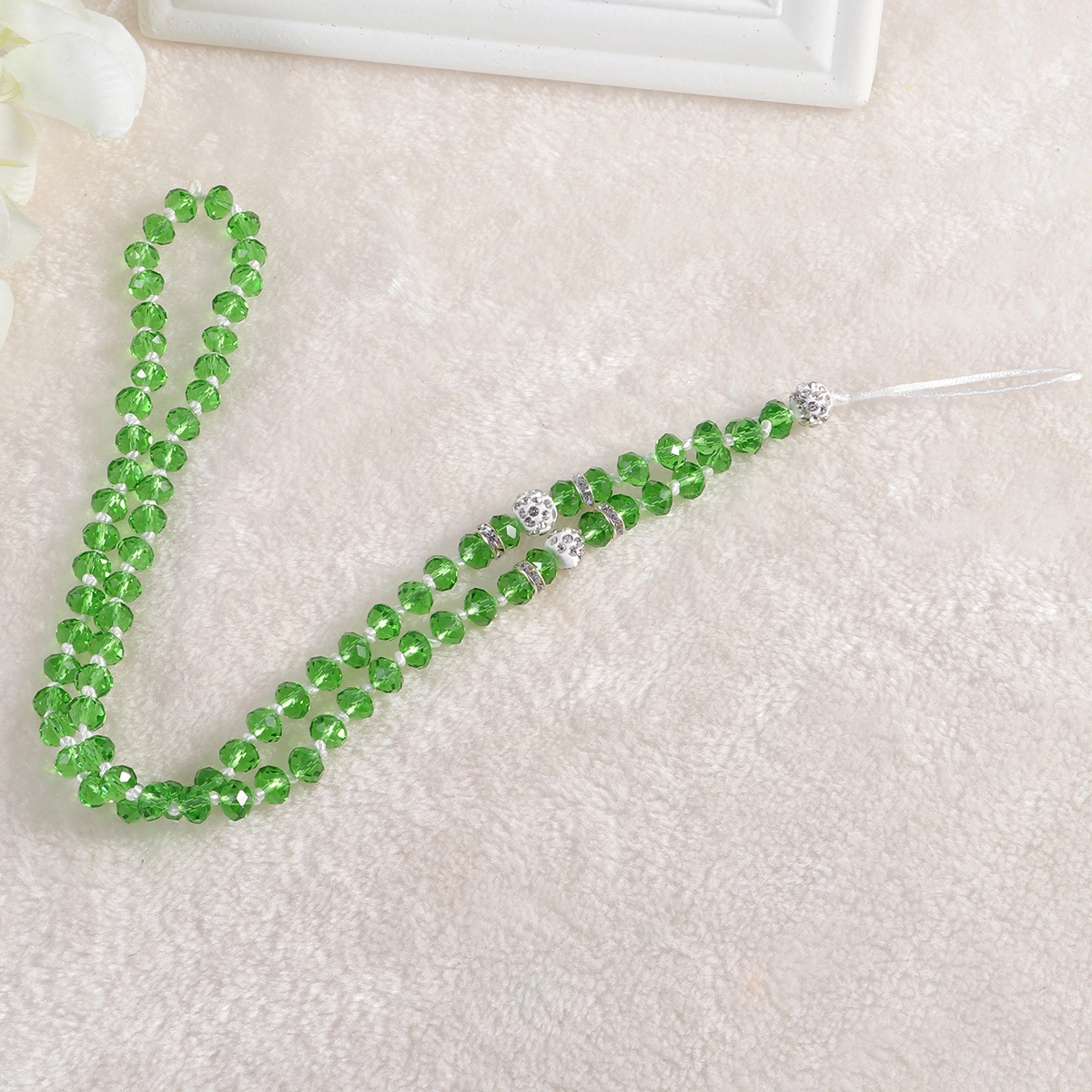 Anti-theft Crystal Chain Anti-lost Mobile Phone Strap Lanyard Phone Neck Hanging Rope Strap Keychain Cord (Grass Green)