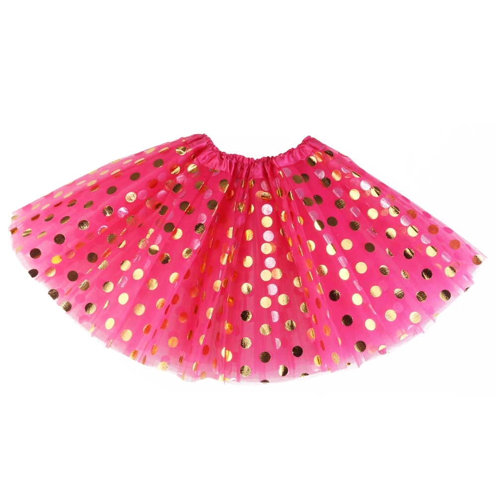 Baby Girls' Toddlers Tutu Classic Triple Layer Tulle with Big Circular Sparkles (Rose Red)