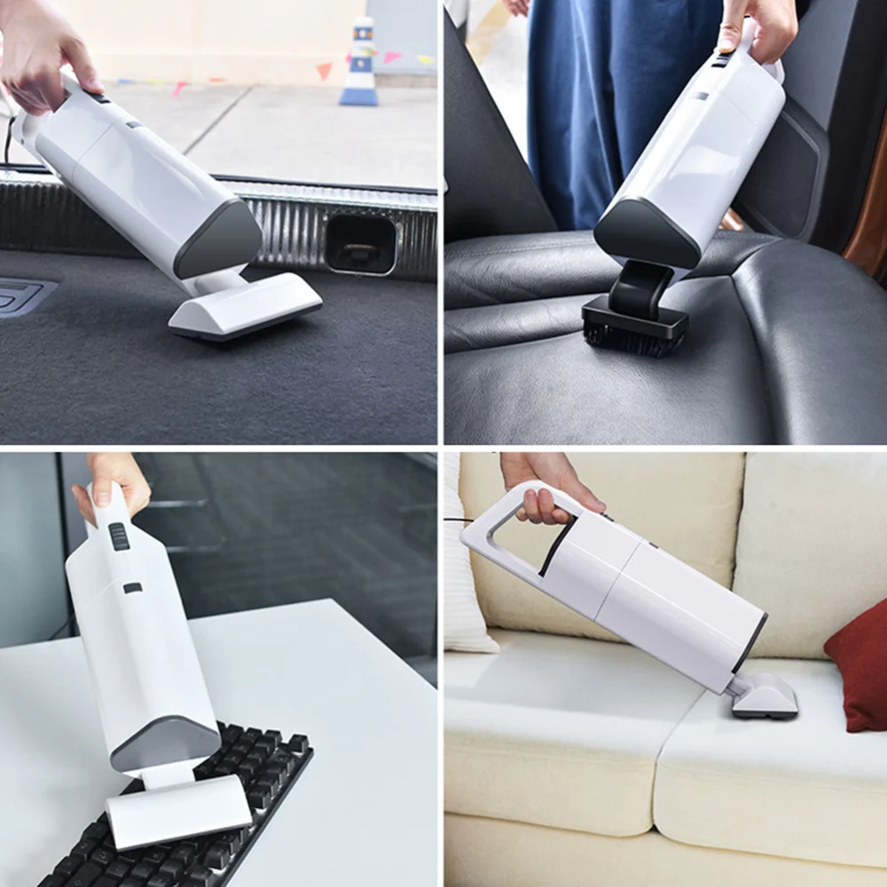 Car Vacuum Cleaner Wired Vacuum Cleaner 12V 120W Strong Suction Wet Dry Dual Use Handheld Vacuum For Car Home (White)