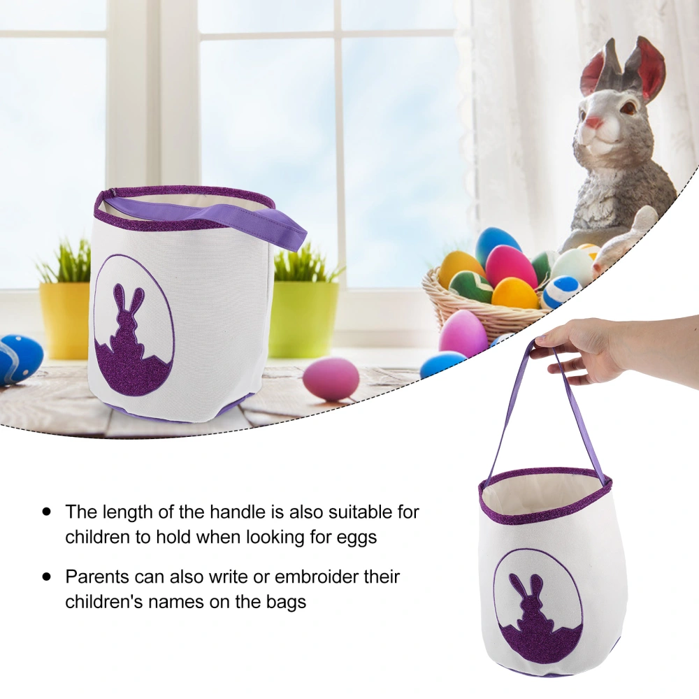 1pc Easter Candy Basket Lovely Rabbit Pattern Candy Bucket Handy Treat Bag