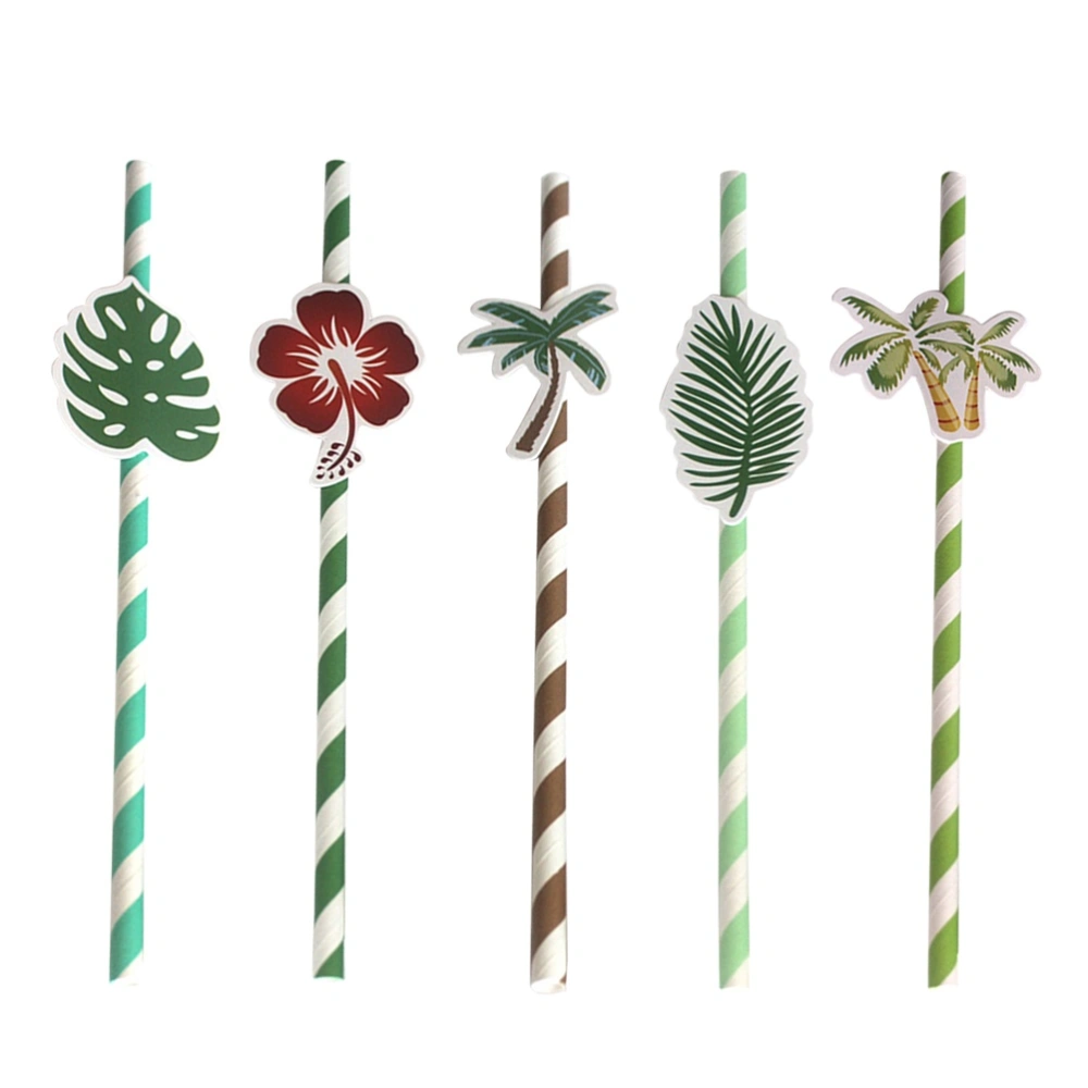 50pcs Hawaiian Party Paper Straws Decorative Drinking Straws Hawaiian Theme Decoration