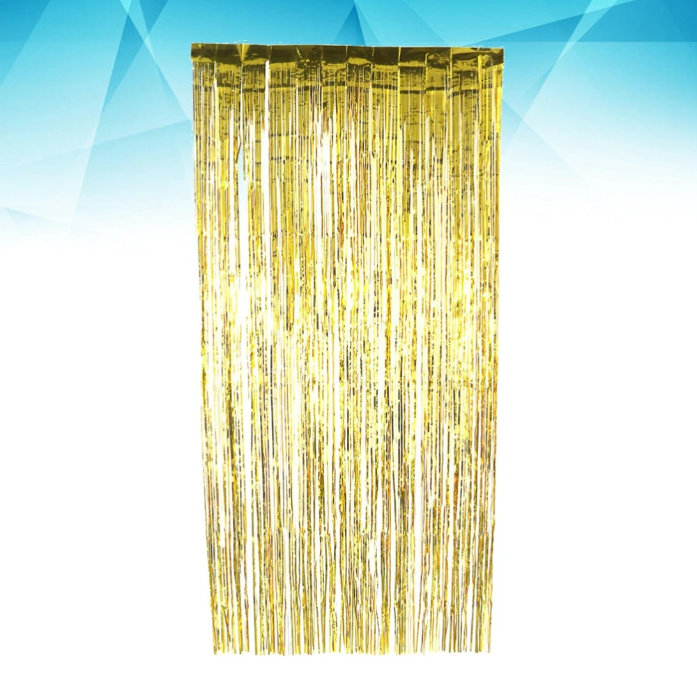 1x4M Tassel Table Skirt Table Cloth Photo Backdrop Wedding Decor Rain Curtain Photo Props for Party Decoration (Golden)