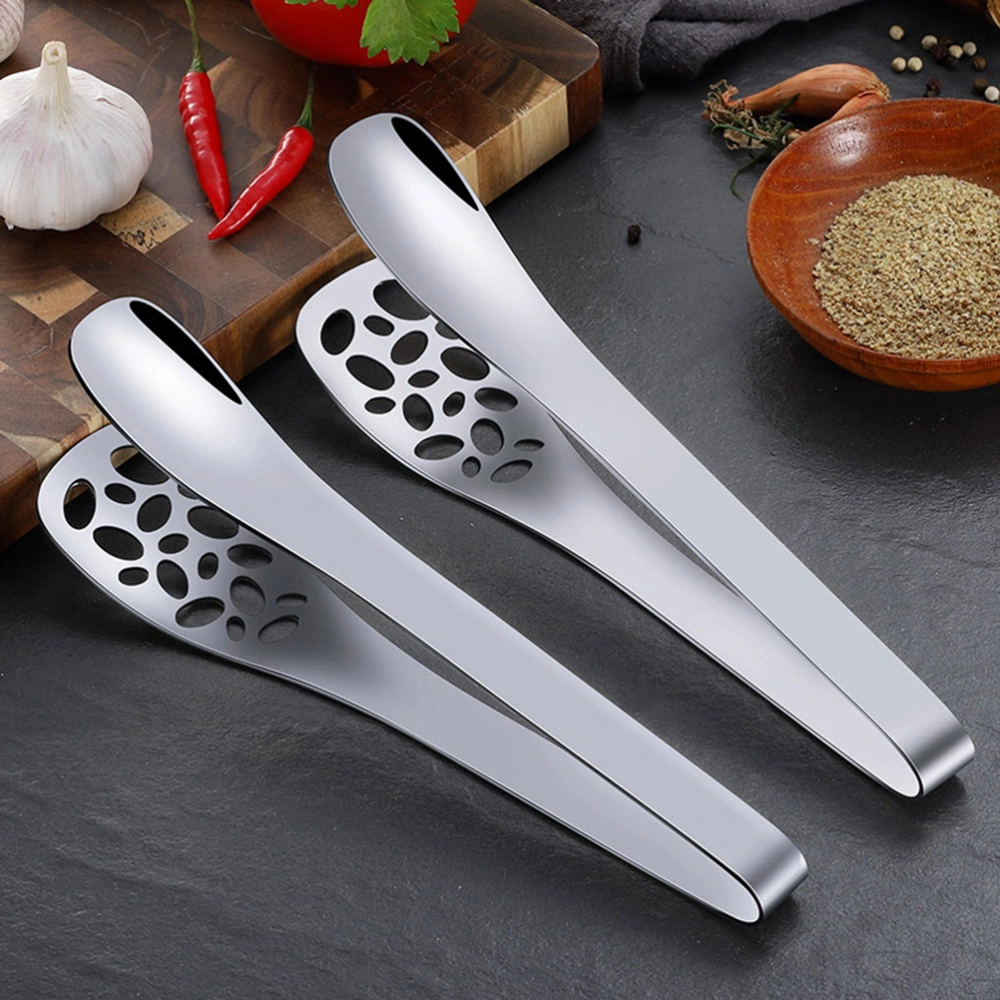 Multifunctional Stainless Steel Bread Cake Clip Hollow Food Serving Tong for Kitchen BBQ Buffet Party