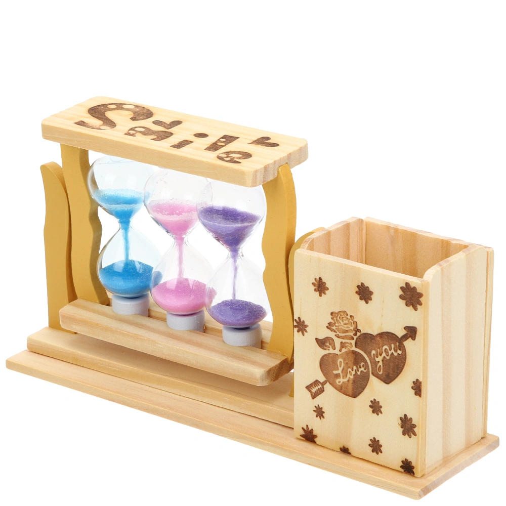 Wood Pen Holder Pencil Holder Creative Hourglass Decoration Desktop Adornment Gift