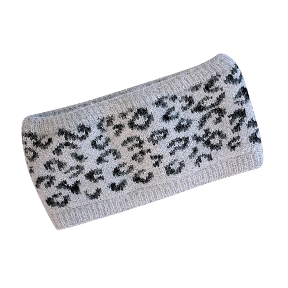 1PC Mohair Leopard Hair Band Stretch Winter Warm Headband for Grils (Grey)