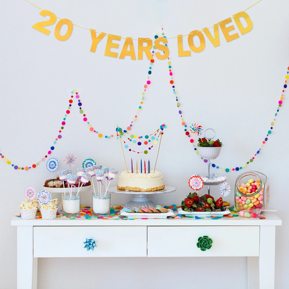 1pc 20 YEARS LOVED Glitters Banner Party Decorative Glitter Banner (Golden)