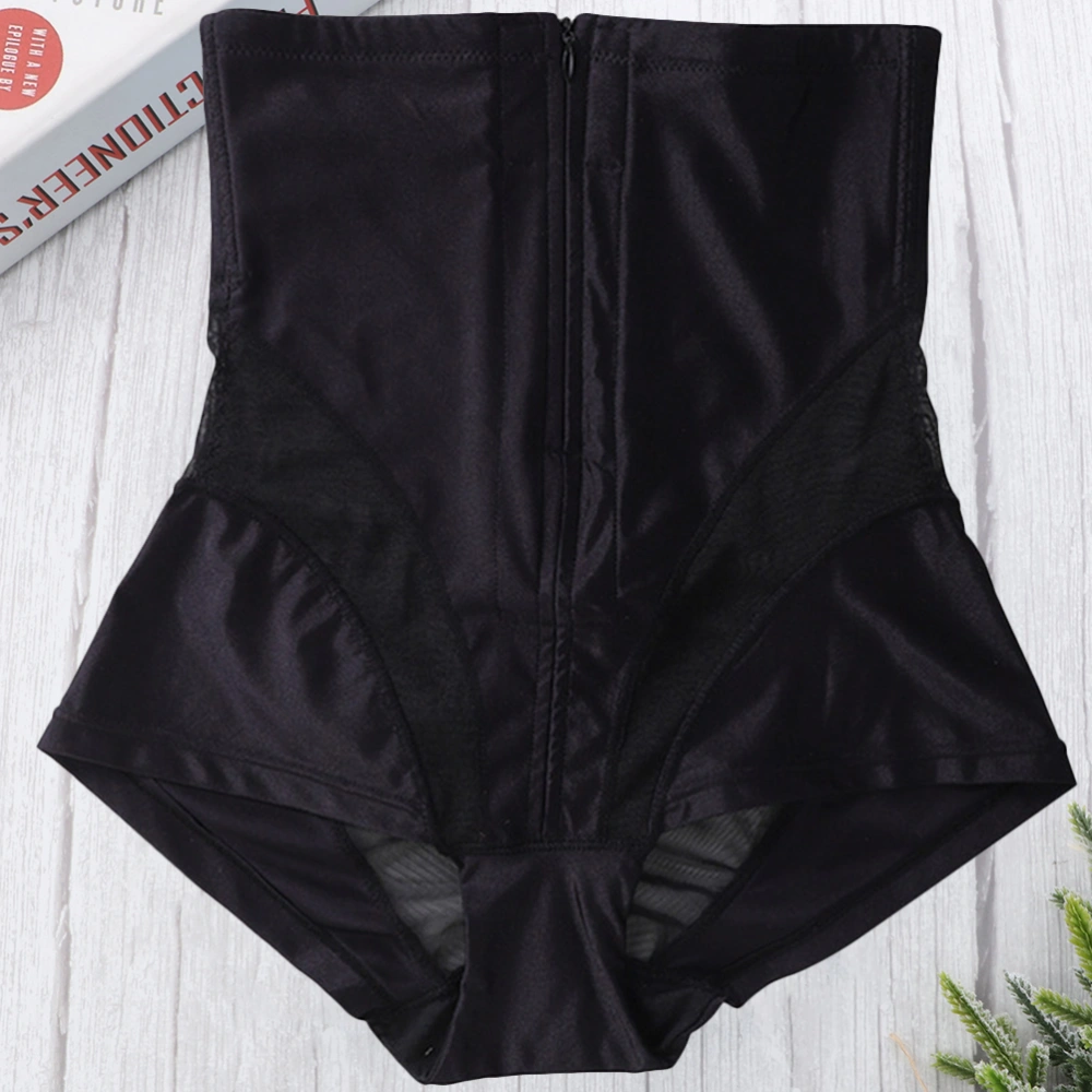 1Pc Postnatal High Waist Panty Zipper Waist Breech Pants Body Shapewear Flat Angle High-waist Panty Tummy Hip Control Shorts Pants Slim Waist Bodysuit (Black, L)