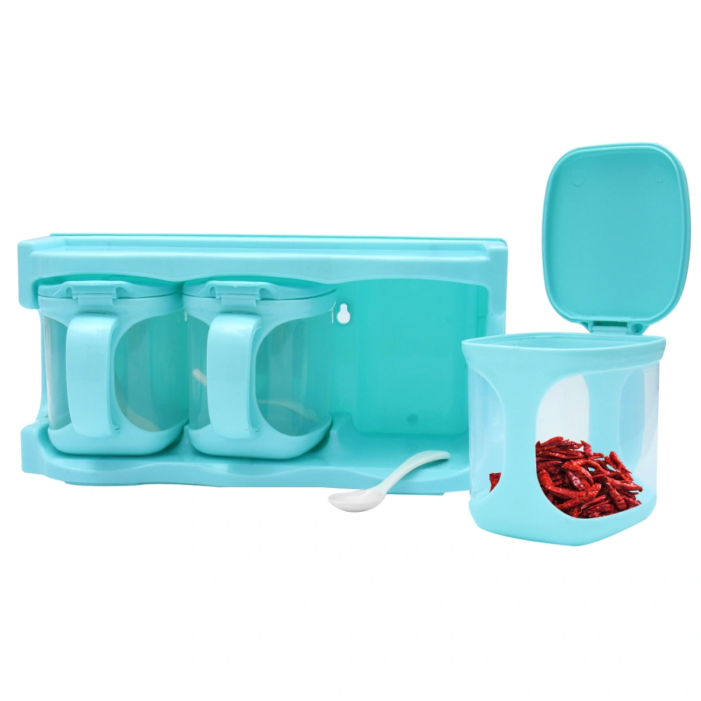 Seasoning Box Simple Durable Colorful Subpackage Condiment Storage Box for Kitchen (Sky-Blue)