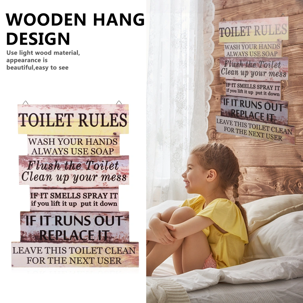 1pc Hanging Funny Bathroom Sign Wall Art Decorative Wood Sign Home Toilet Sign