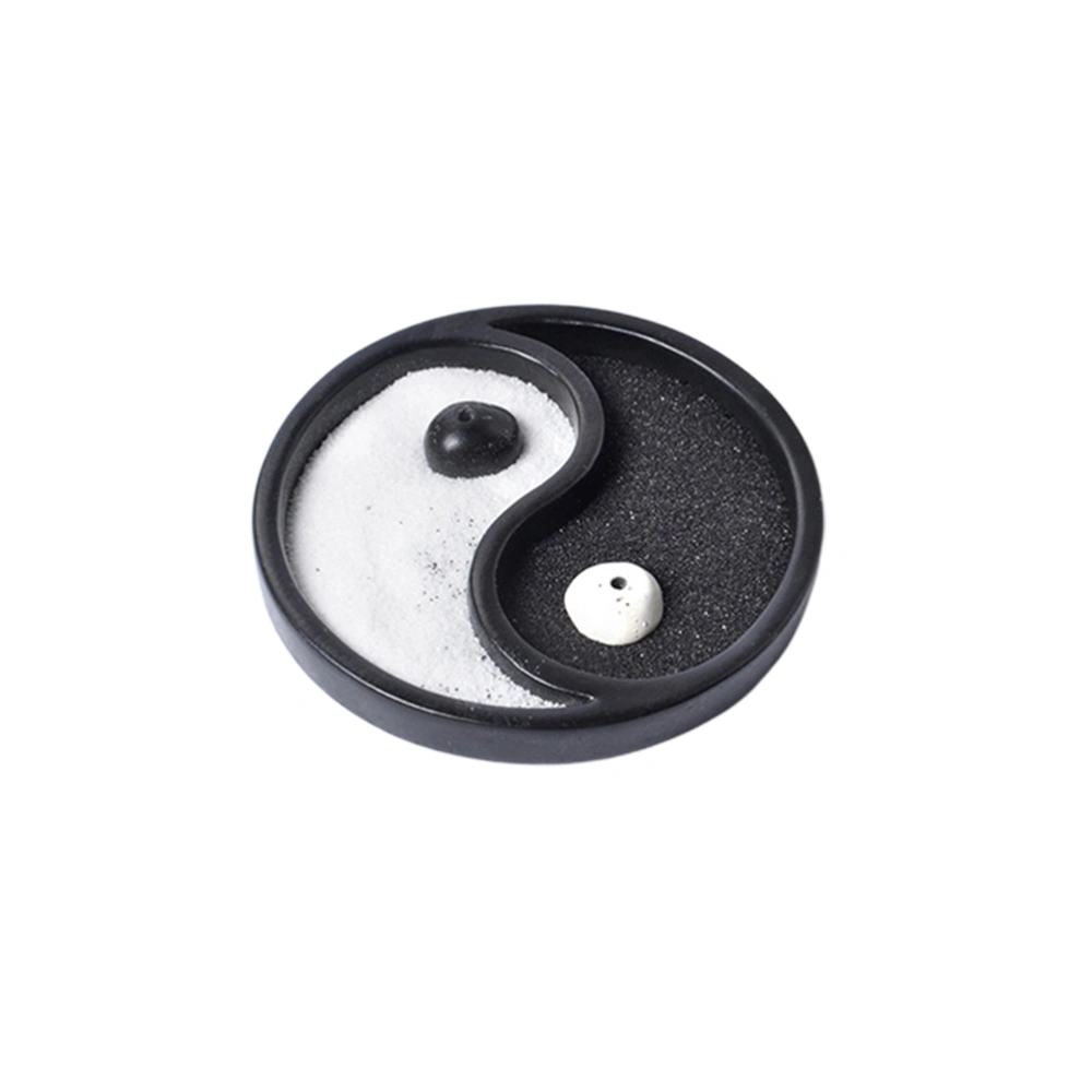 Yin and Yang Trigram Sand Table Resin Crafts Decoration Household Ornament Black