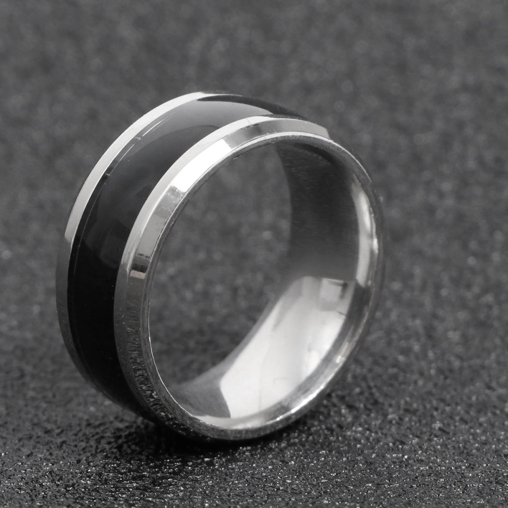 8mm Heat Discoloration Ring Stainless Steel Finger Ring Chic Round Ring Birthday Gift No 10 Silver