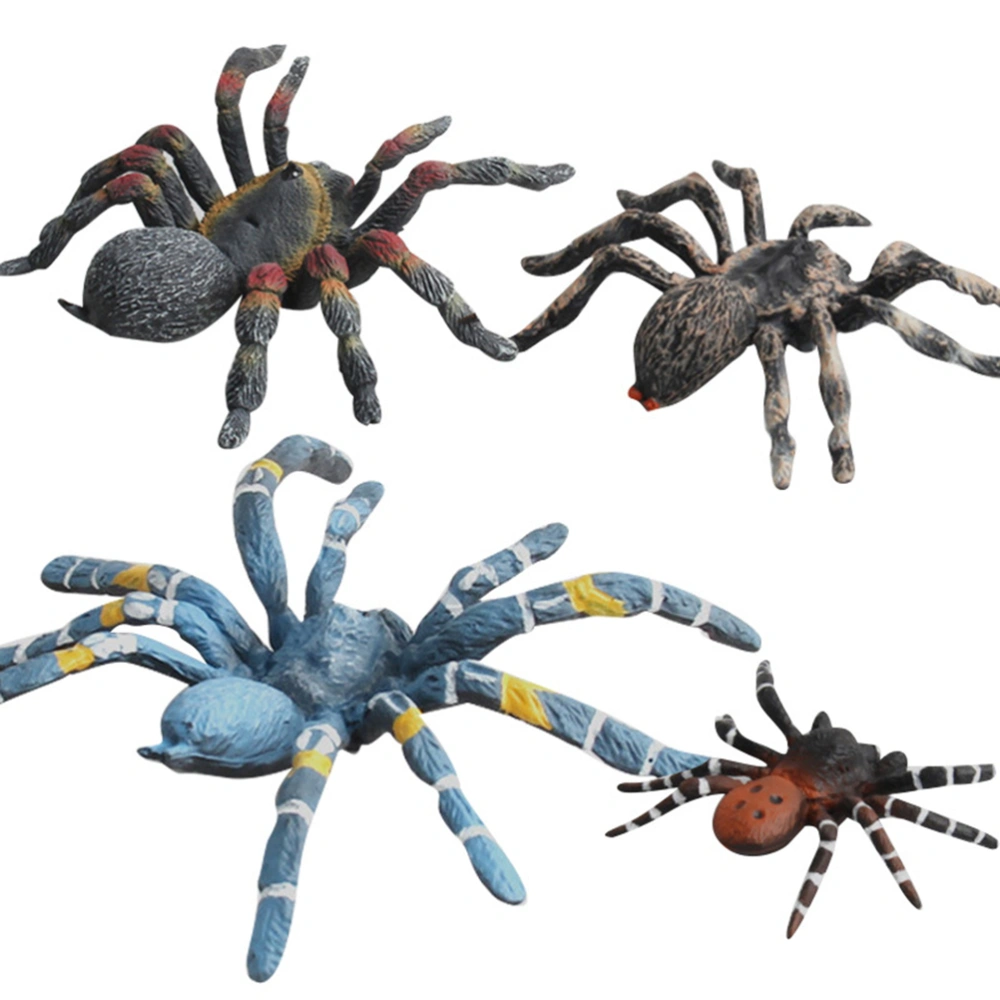 2pcs Novelty Simulation Plastic Insect Animals Model Scary Lifelike Spider Toys Cognitive Plaything (Red, Grey)