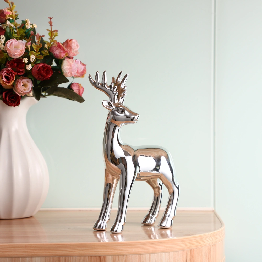 GARNECK Creative Deer Figurine Ornament Simple Desktop Ornament White Pottery Craft Home Decoration