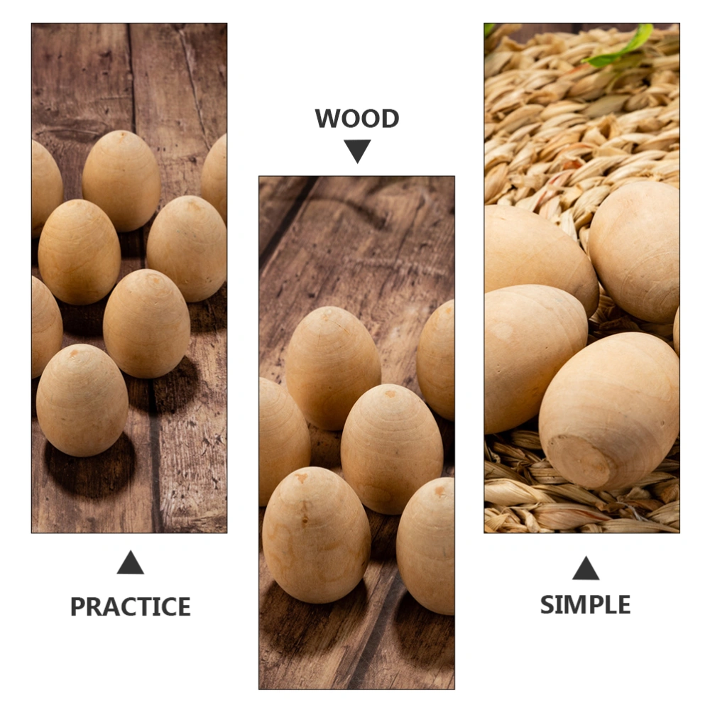 10pcs Easter DIY Wooden Egg Adornments Drawing Egg Props for Kids Graffiti Egg