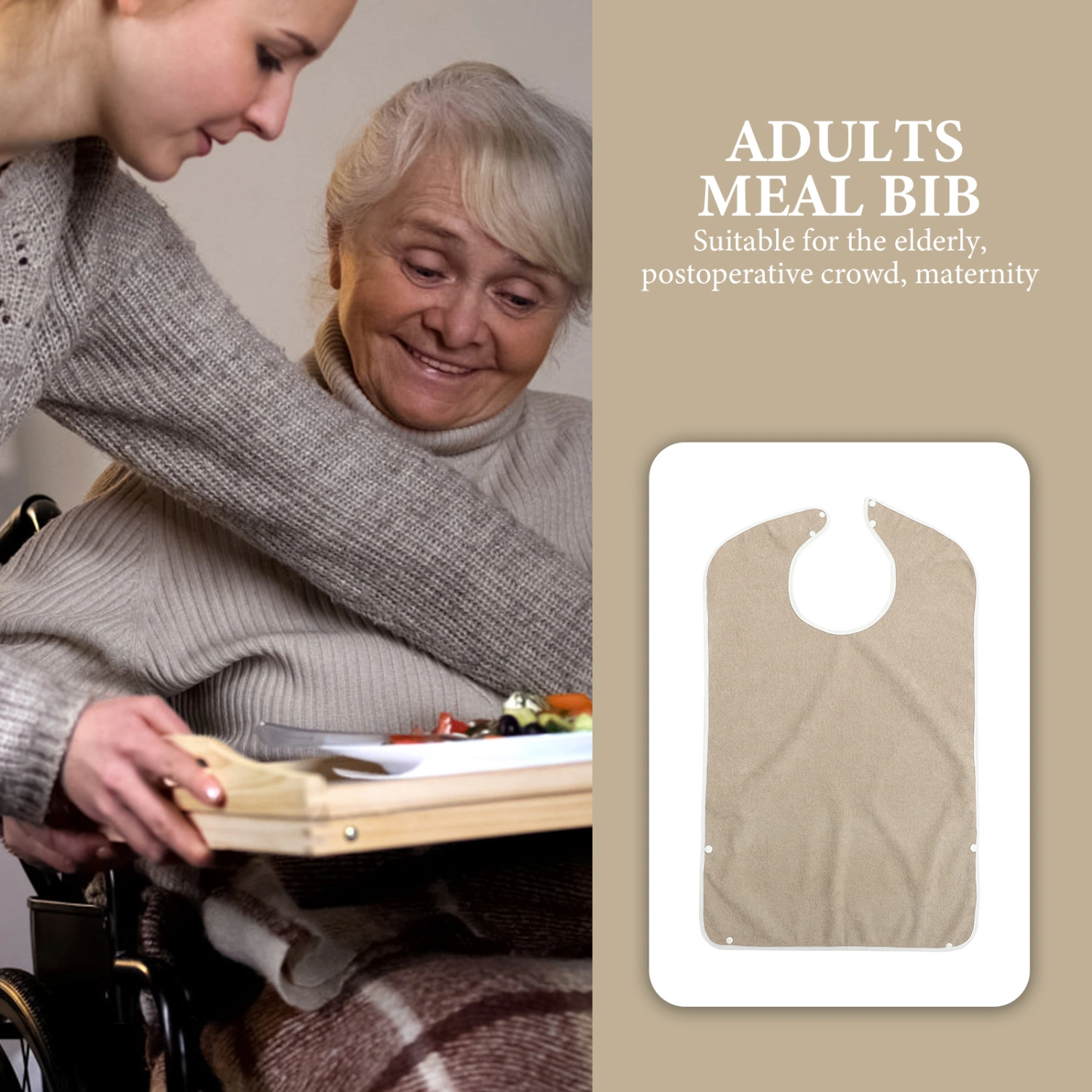 Comfortable Adults Eating Apron Washable Elderly Bib Clothing Protector