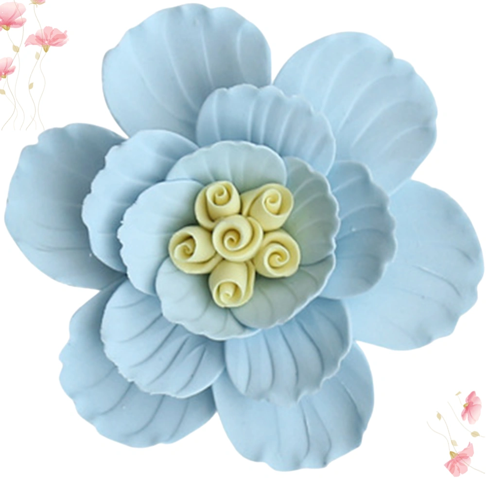 Stylish Flower Wall Decor Creative Ceramics Creafts Unique Wall Ornament Wall Adornment for Home Living Room (Rosa Multiflora, Sky-blue)