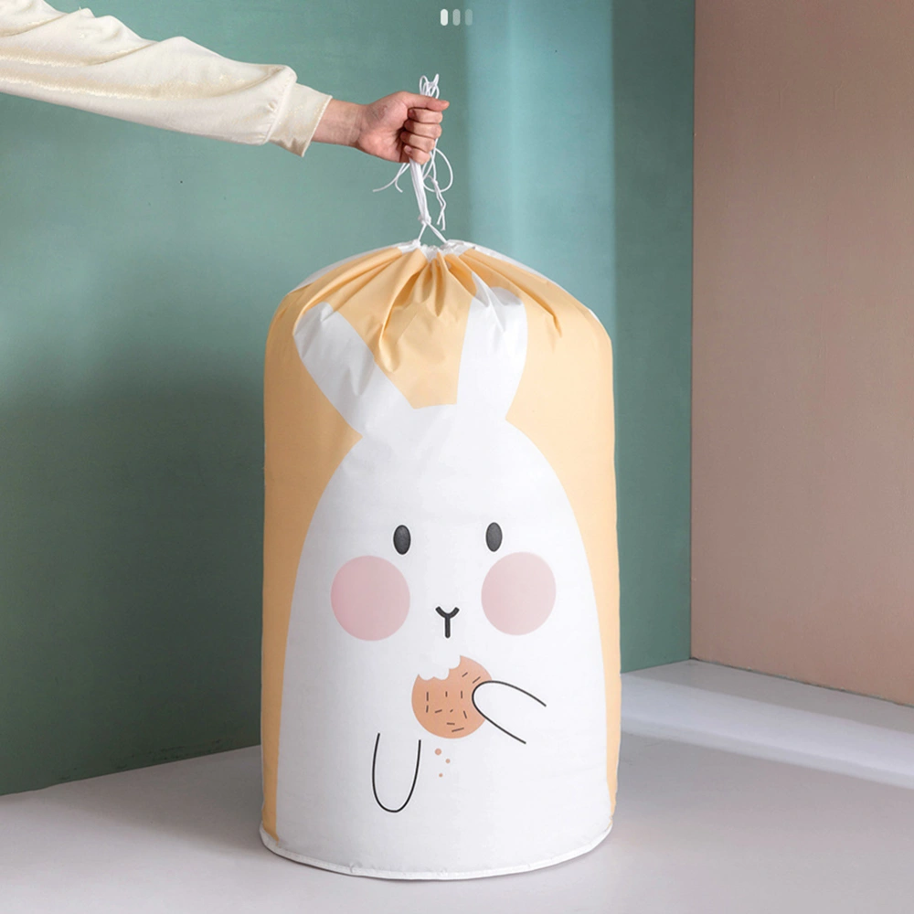 Printed Quilt Drawstring Storage Bag Waterproof Clothes Sorting String Pouch for Blanket Garment (Rabbit)