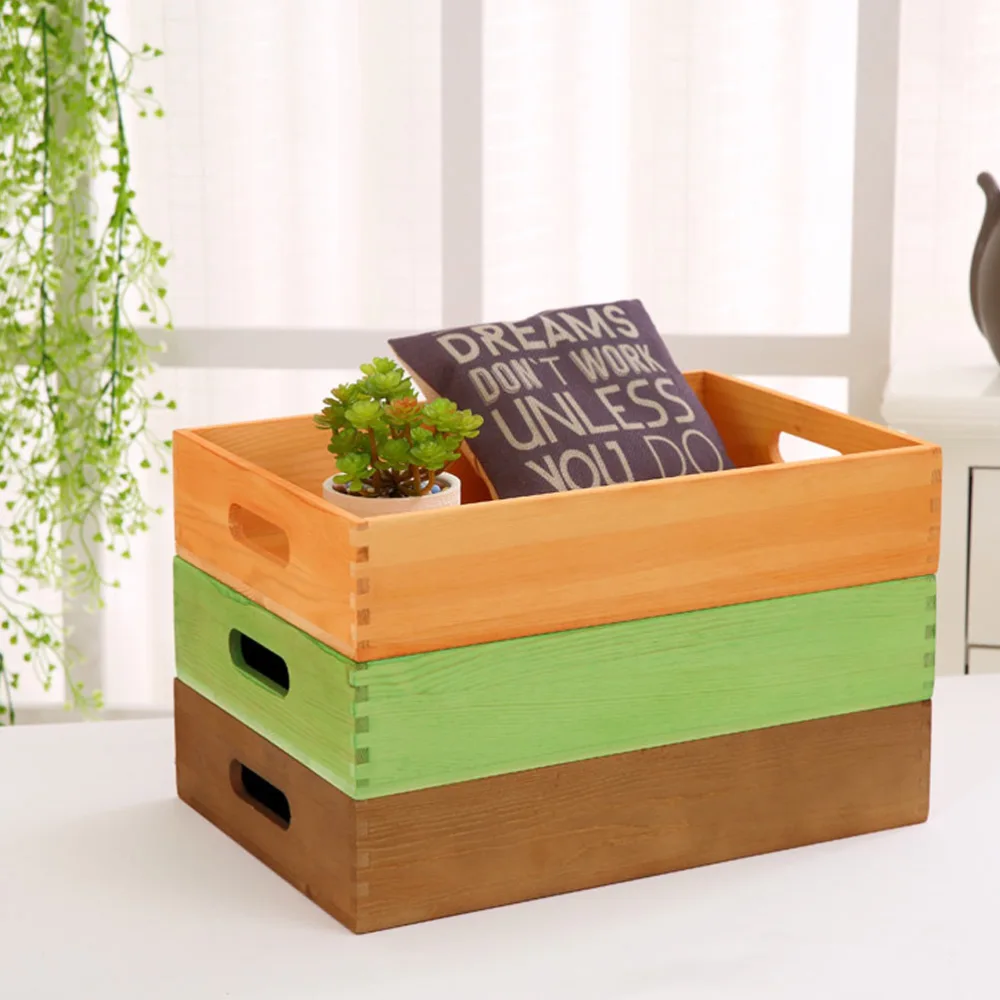 1Pc Home Storage Tray Restaurant Wood Tray Serving Tray Garden Wood Flowerpot