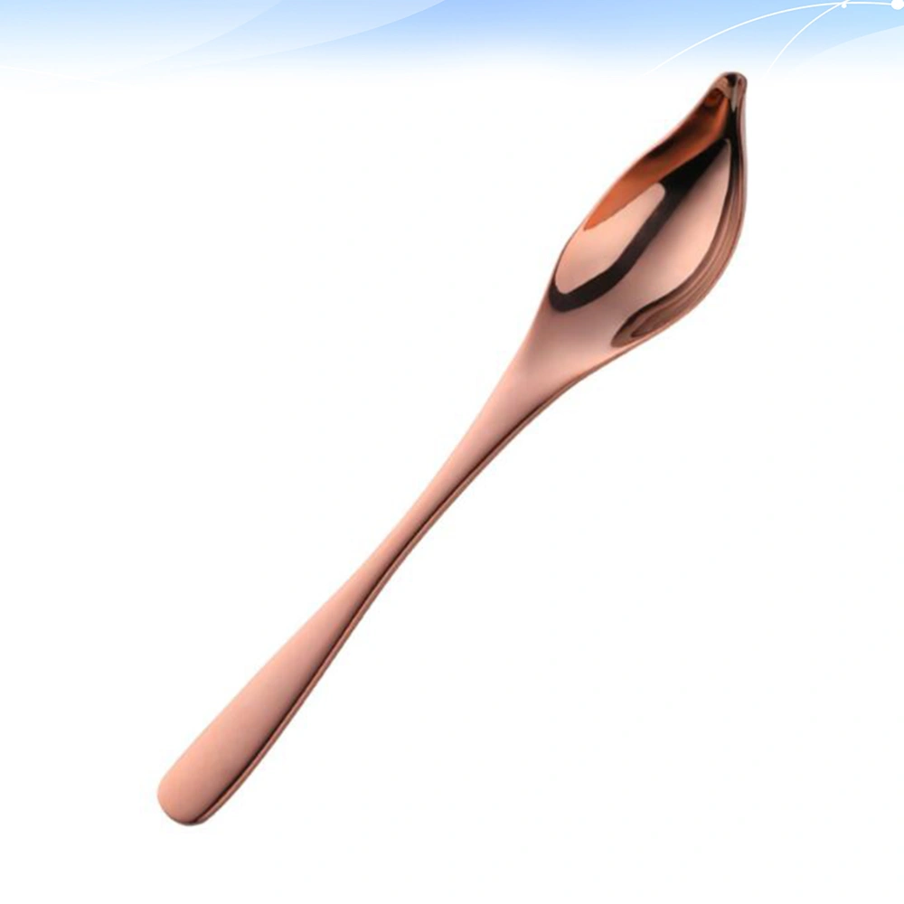 1PC Stainless Steel Seasoning Scoop Pointed Waterdrop Design Sauce Dressing Spoon Spice Spoon for Home Kitchen Restaurant (Rose Gold)