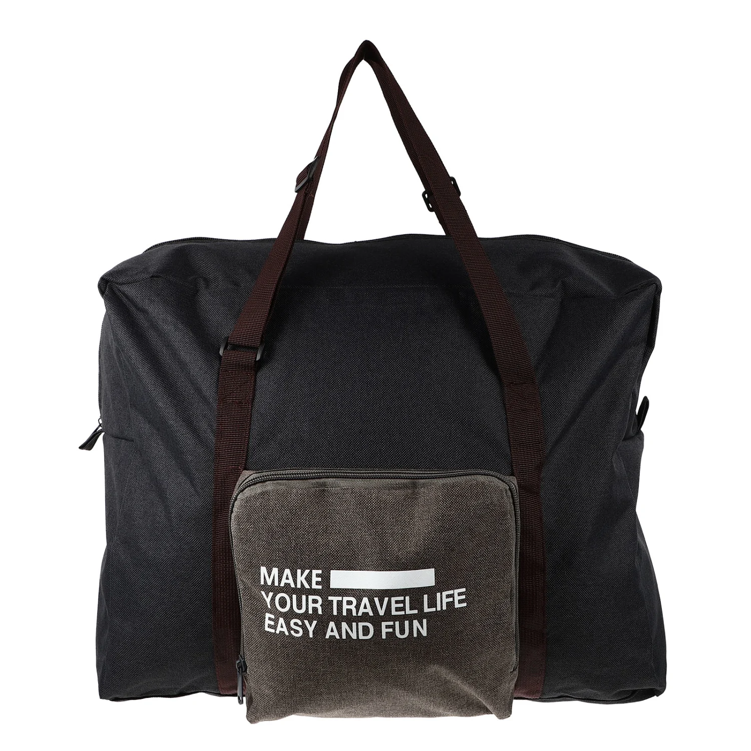 Portable Canvas Travel Duffel Bag Carry on Luggage Tote Foldable Trolley Pouch for Weekender Overnight Business (Black)
