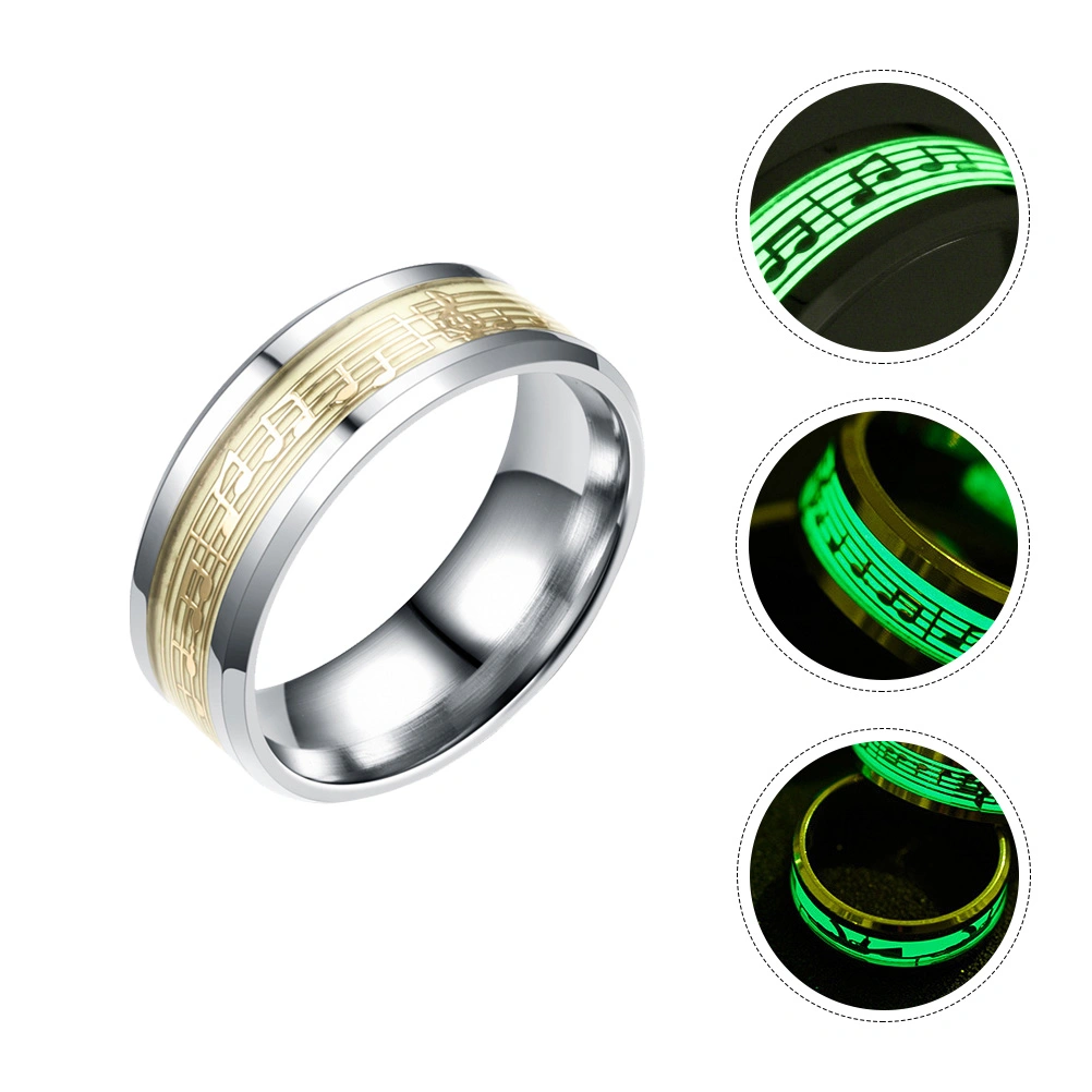 1Pc Luminous Musical Notation Ring Finger Ring Fashion Finger Jewelry (Golden)