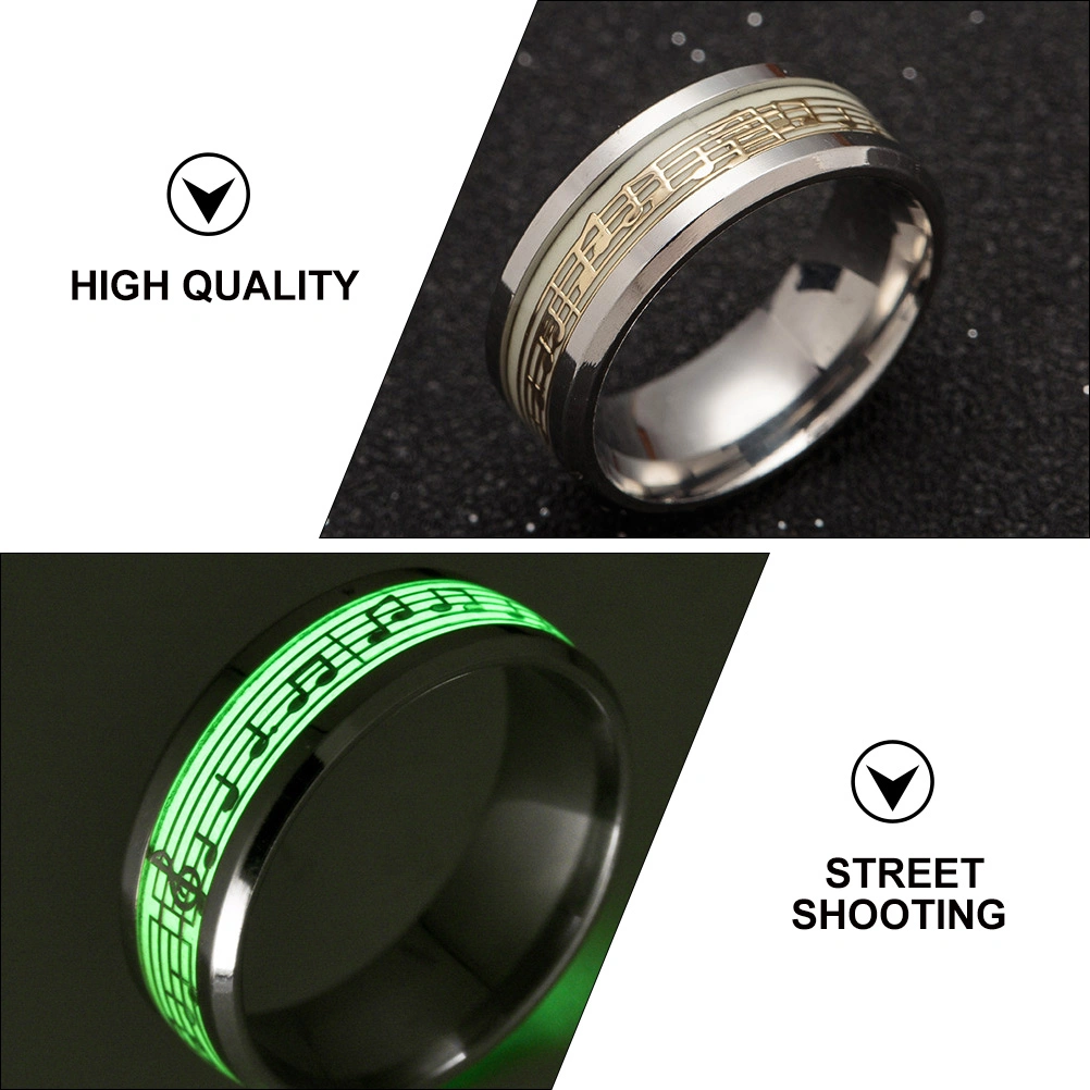 1Pc Luminous Musical Notation Ring Finger Ring Fashion Finger Jewelry (Golden)