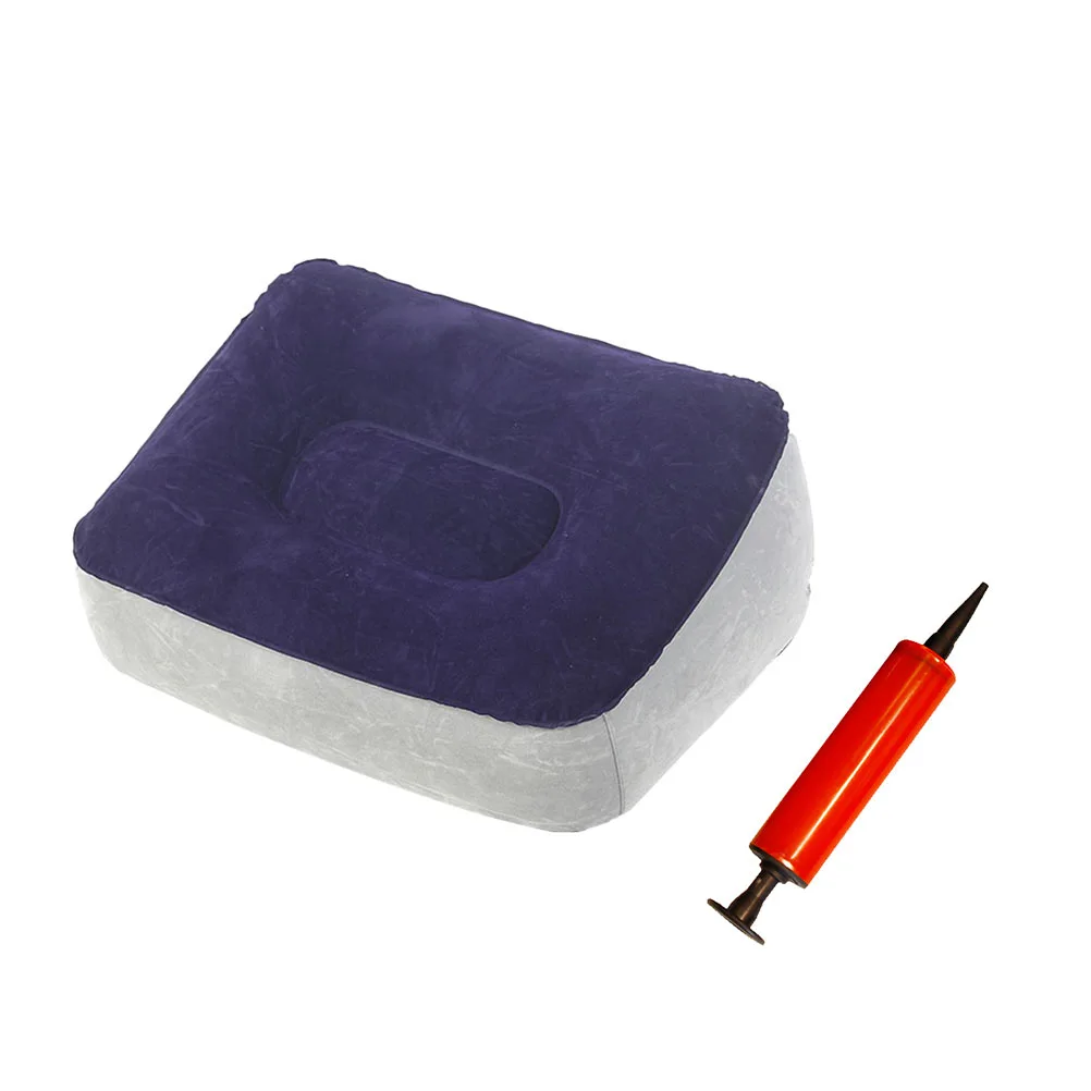 Inflatable Foot Rest Pad Portable Travel Footrest Footstool Random Color Pump