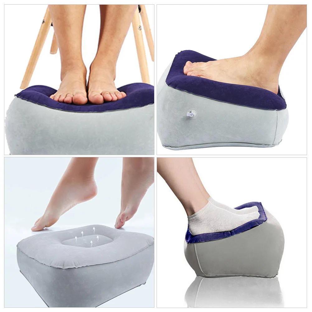 Inflatable Foot Rest Pad Portable Travel Footrest Footstool Random Color Pump