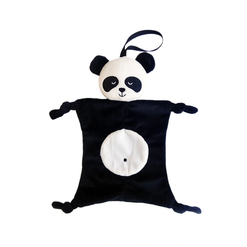 28cm Panda Shaped Pacifying Towel Plush Doll Toy Baby Appeasing Toy Baby Soothing Towel Black