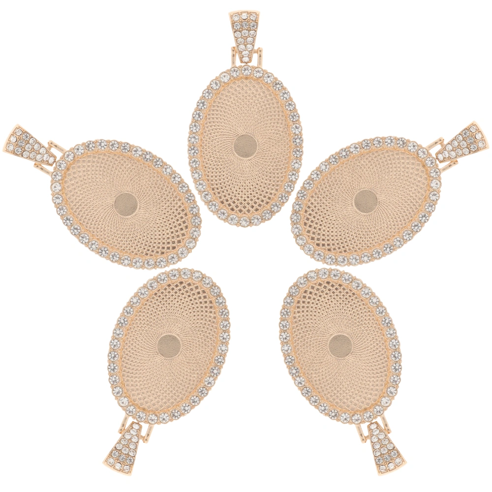 5pcs Alloy Oval Pendants Fashion Charms Jewelry Making Accessory for Bracelet Necklace (KC Gold)