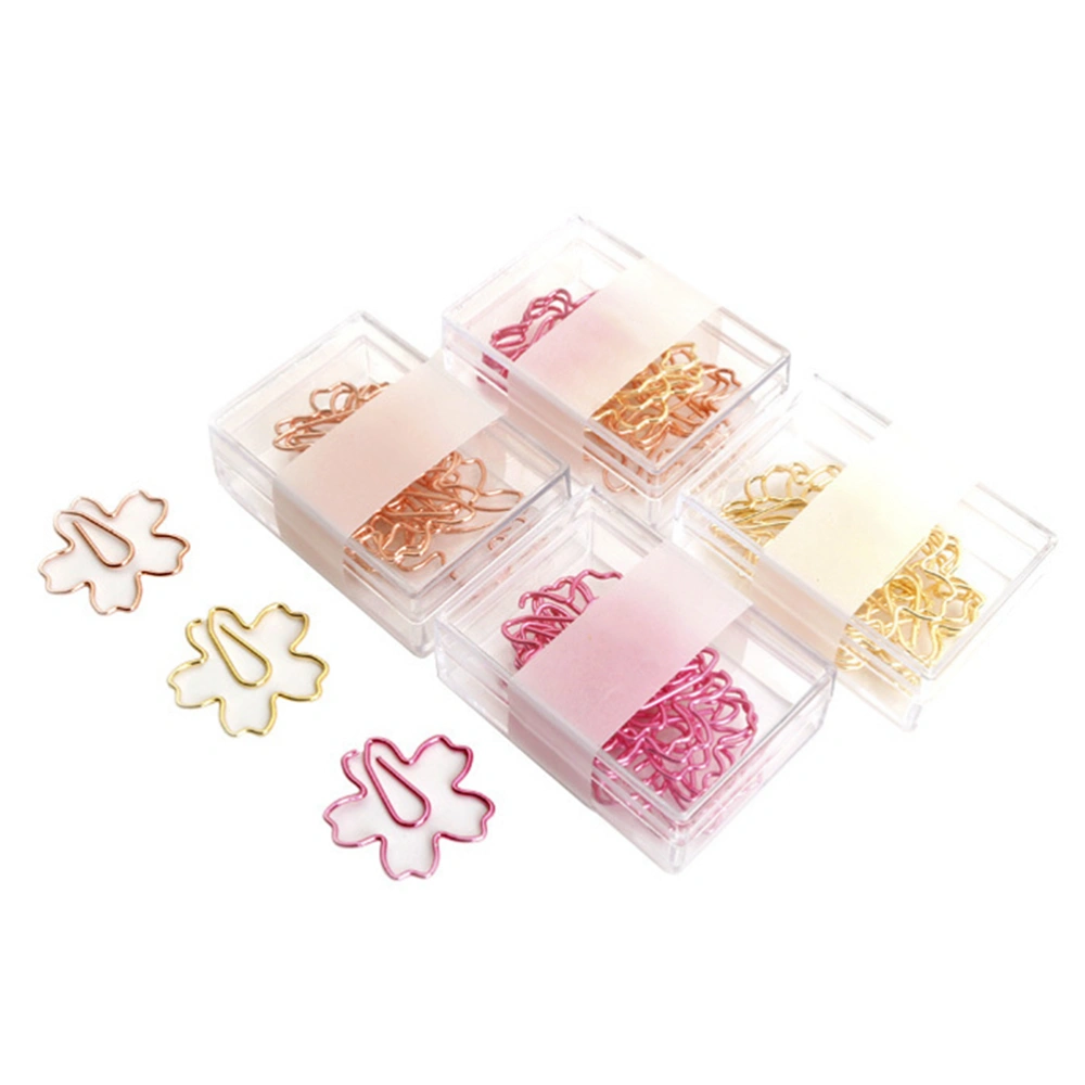 12PCS Per Set Sakura Shape Paper Clip Creative Colorful Paper Clip Set Mixed Color