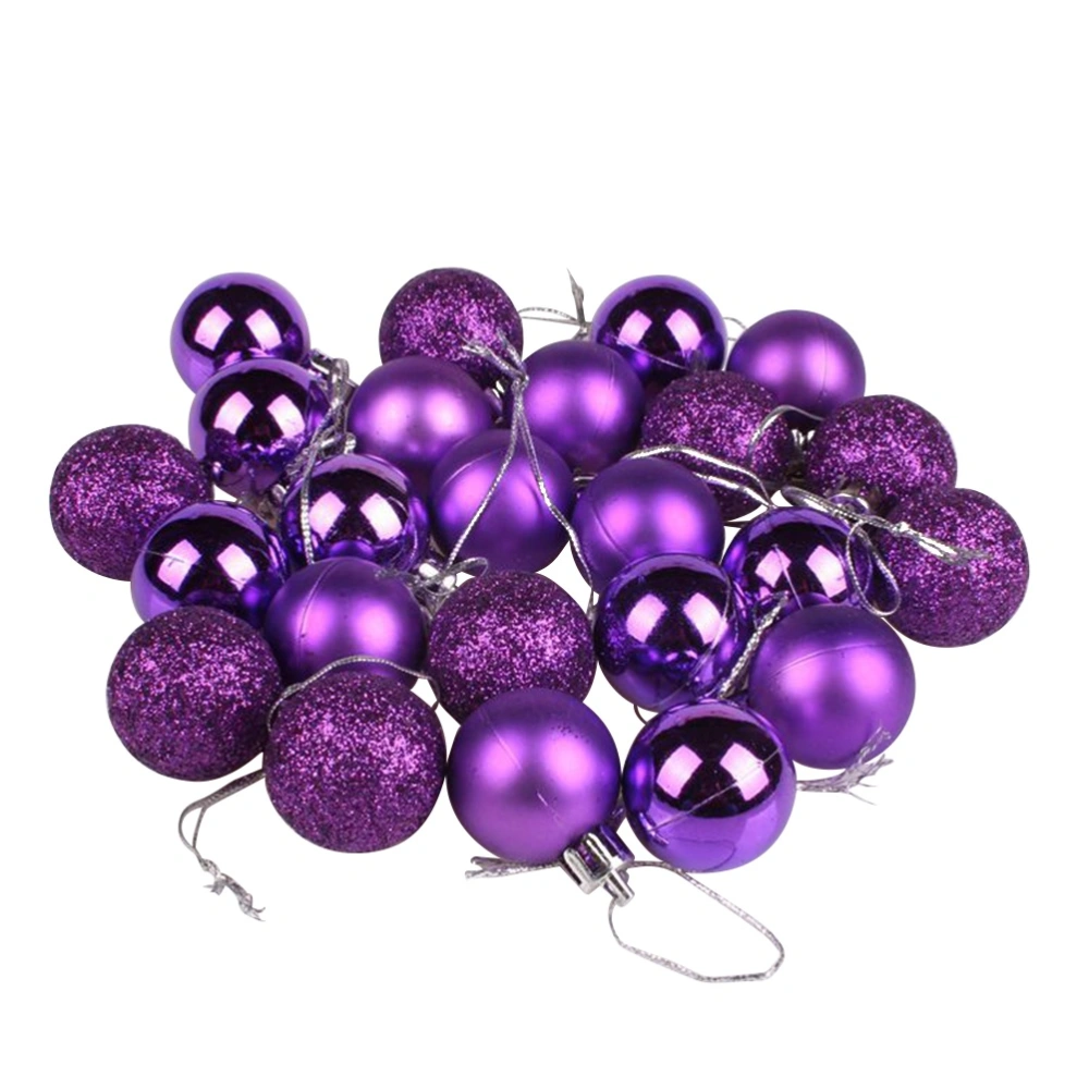 24pcs Christmas Purple Ball Ornaments Tree Decorations for Holiday Wedding Party Decoration (Random Style)