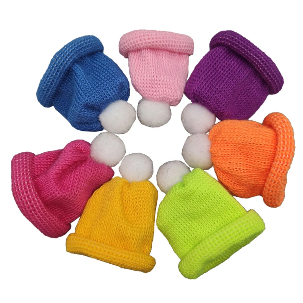 7Pcs Elastic Woolen Mini Hats Christmas Colorful Winebottle Decor (Mixed Color)