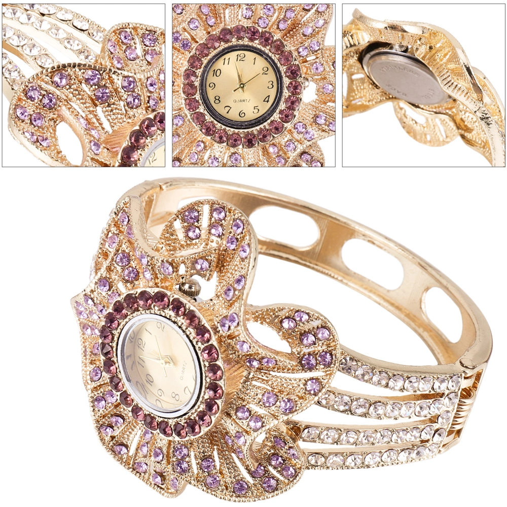 1Pc Rhinestone Inlaid Bracelet Watch Shiny Quartz Watch Wrist Decor for Lady