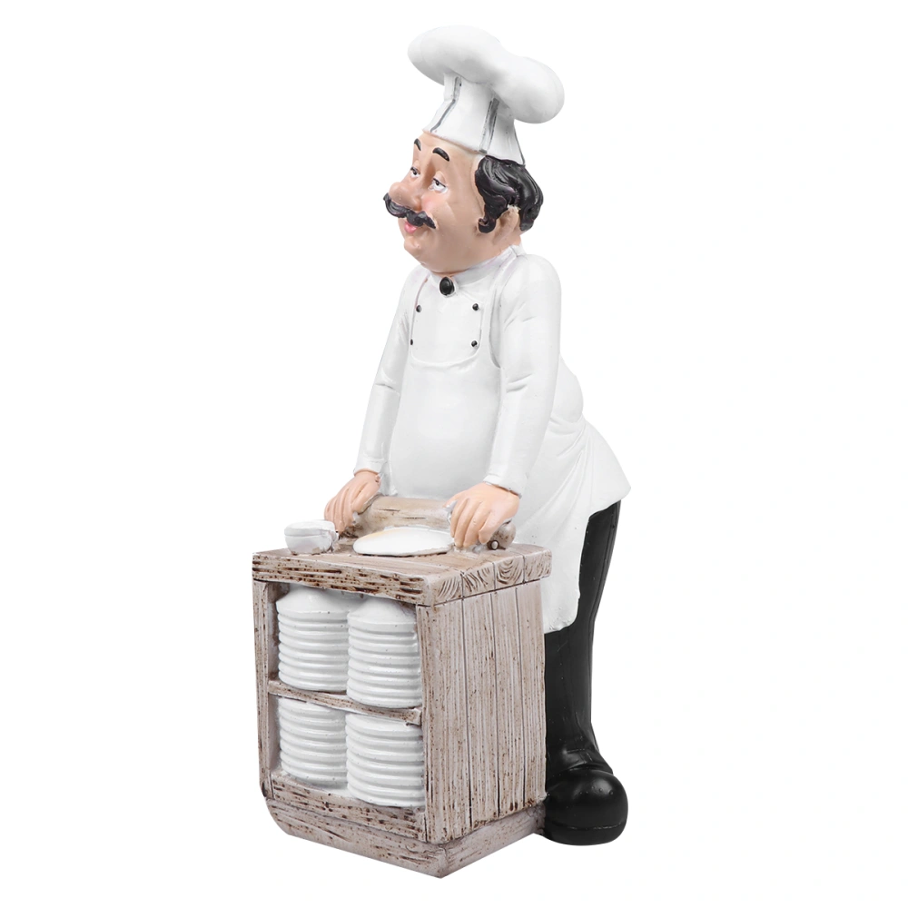 1pc Chef Model European Style Resin Mini Cook Statue Figurine Adornment for Restaurant (Pasta Chef, Pasta for Random Color)