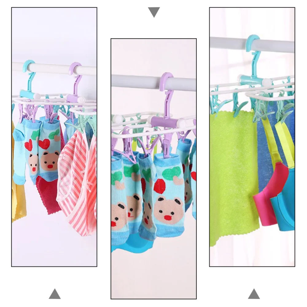 2pcs Windproof Clothes Hanger Collapsible Multifunction Drying Rack Random Color