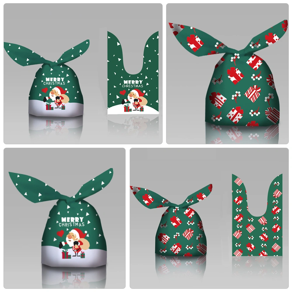 100pcs Christmas Bunny Ears Bags Snowflake Nougat Bags Adorable Wrapping Bags