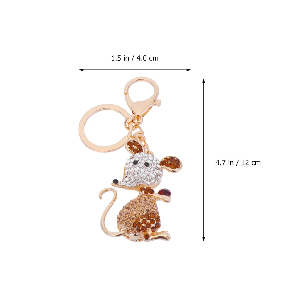 Mouse Pendant Keychain Creative Key Rings Hanging Ornament Metal Keychain Rat Design Key Holder Gift Bag Pendant (Light Gloden 2)