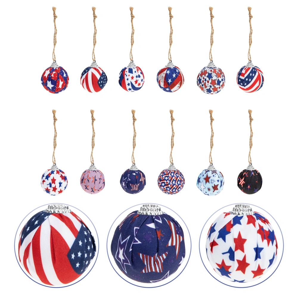 12Pcs Independence Day Ball Ornaments Patriotic Hanging Ball Ornaments