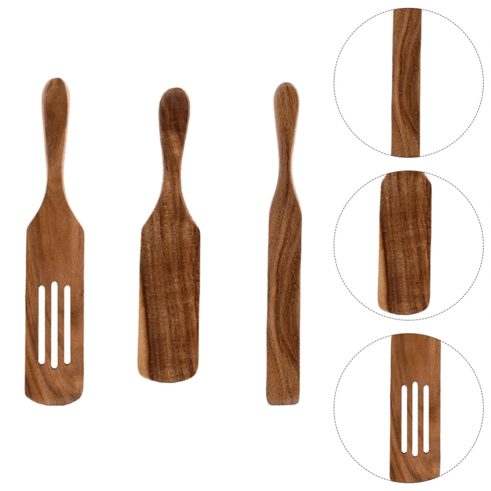 1 Set of 3pcs Wooden Shovel Spatula Long Handle Cooking Tools Set for Kitchen