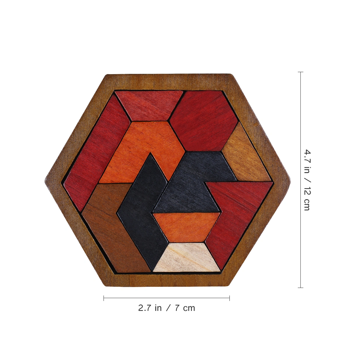 NUOLUX 12 pcs Hexagon Tangram Jigsaw Puzzles Wooden Puzzle Games Brain Puzzles for Kids