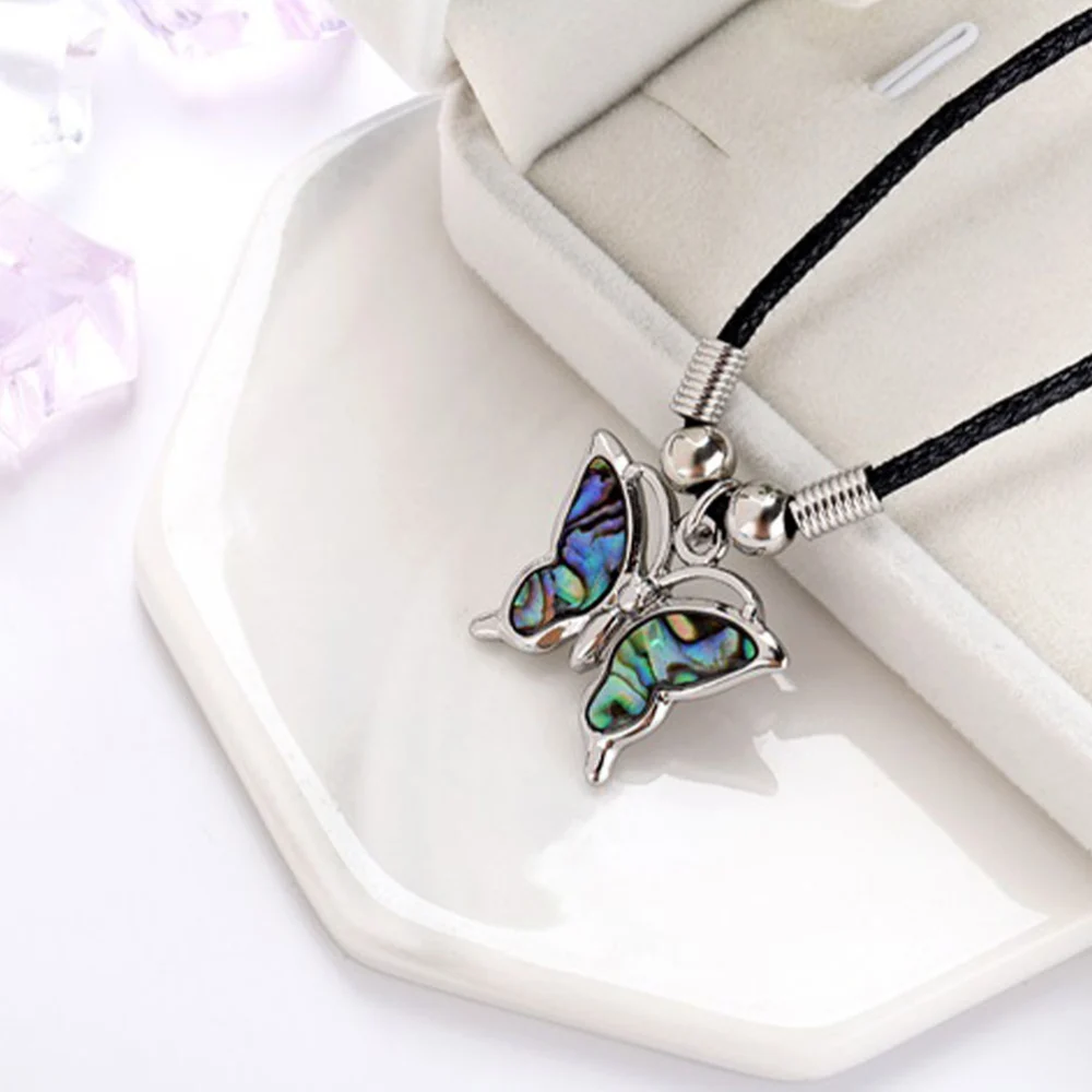 Colorful Abalone Shell Necklace Alloy Pendant Jewelry Decoration Necklace for Women Girls Birtday Gift