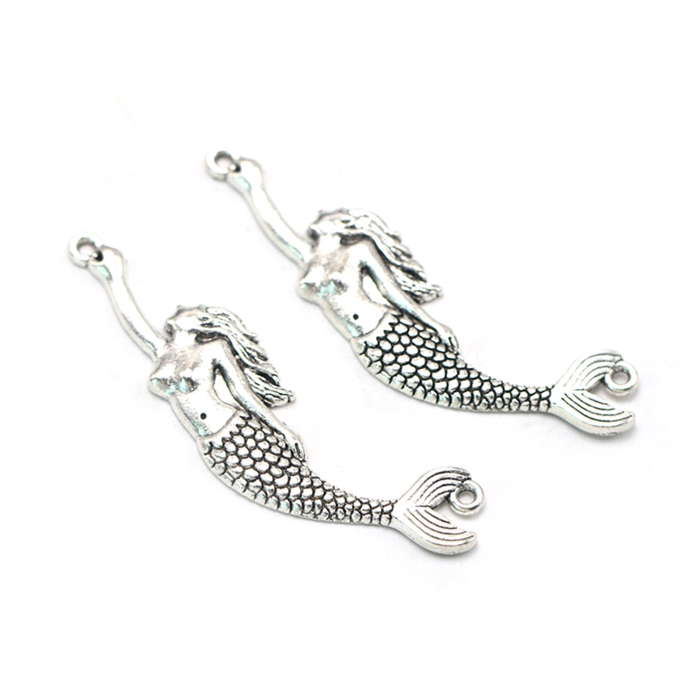 20pcs Mermaid Shape Bracelet Pendants Alloy DIY Charms Jewelry Making Accessory for Necklace Crafts (Antique Silver)