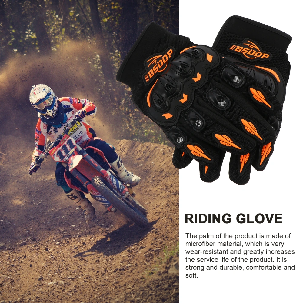 1 Pair Motorcycle Riding Gloves Cycling Protector Anti-skid Gloves (Orange)